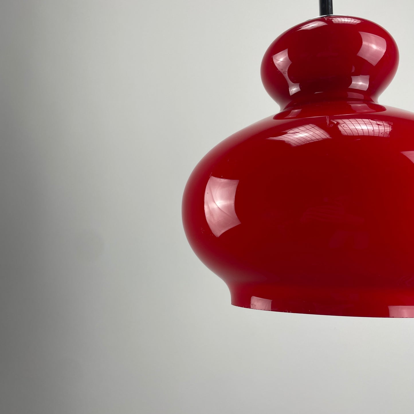 Cherry red glass pendant lamp by Peill and Putzler 1960