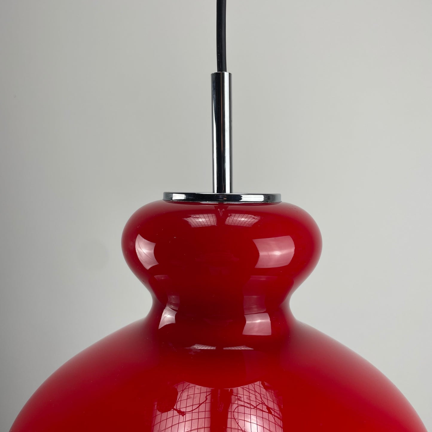 Cherry red glass pendant lamp by Peill and Putzler 1960