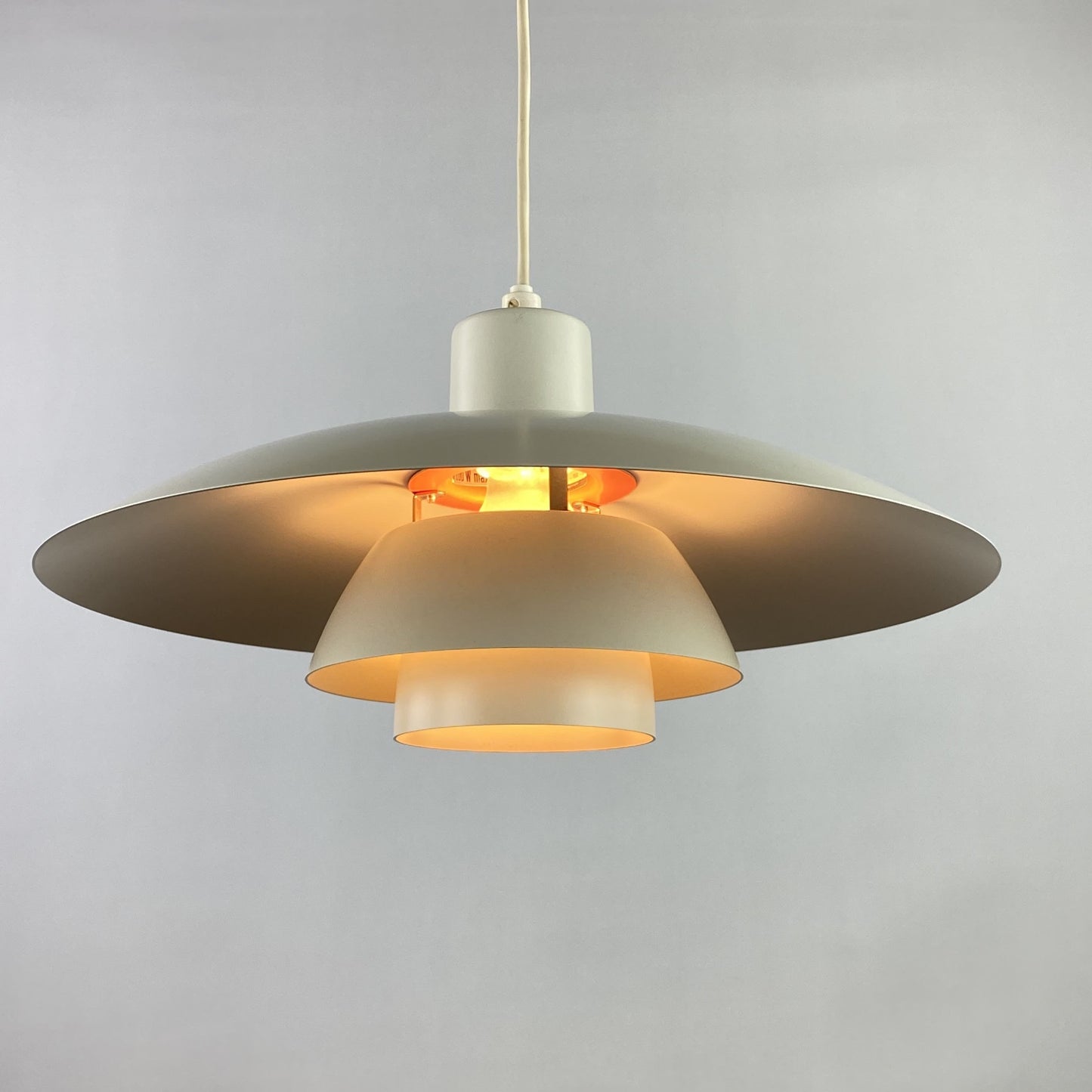 Vintage white and orange PH 4/3 pendant light by Poul Henningsen for Louis Poulsen