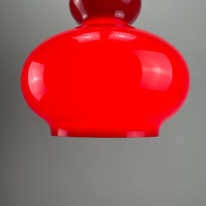 Cherry red glass pendant lamp by Peill and Putzler 1960