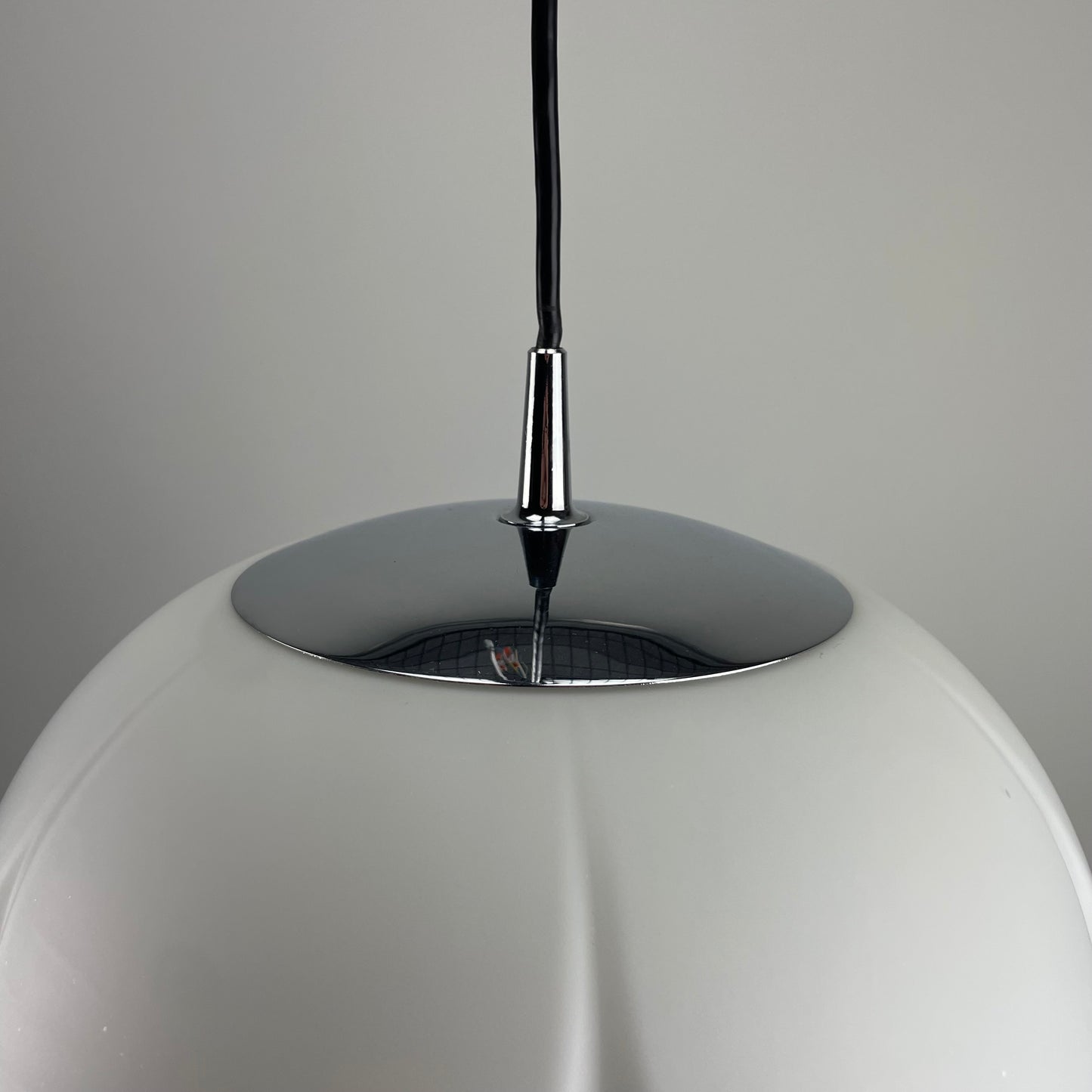 Artichoke shaped white frosted glass pendant lamp by Peill and Putzler 1960