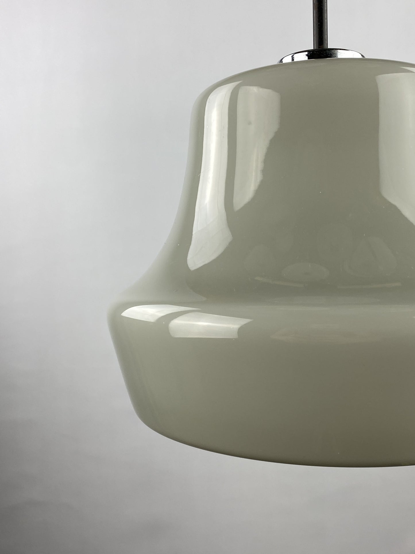 Grey opaline glass pendant light by Glasfabriek De Rupel 1970
