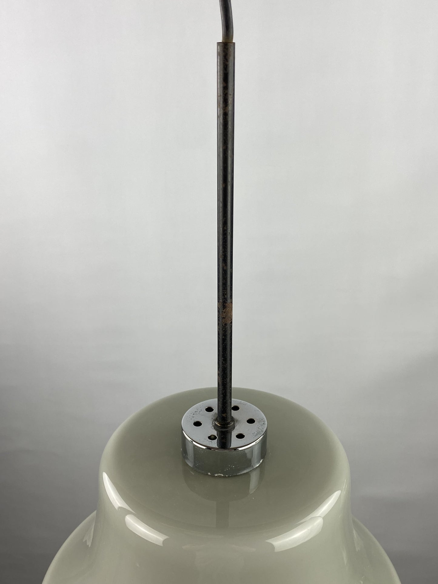 Grey opaline glass pendant light by Glasfabriek De Rupel 1970
