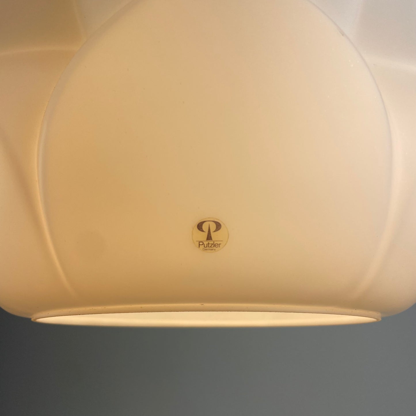 Artichoke shaped white frosted glass pendant lamp by Peill and Putzler 1960