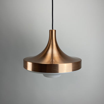 Copper and glass UFO pendant light by Doria Leuchten 1960