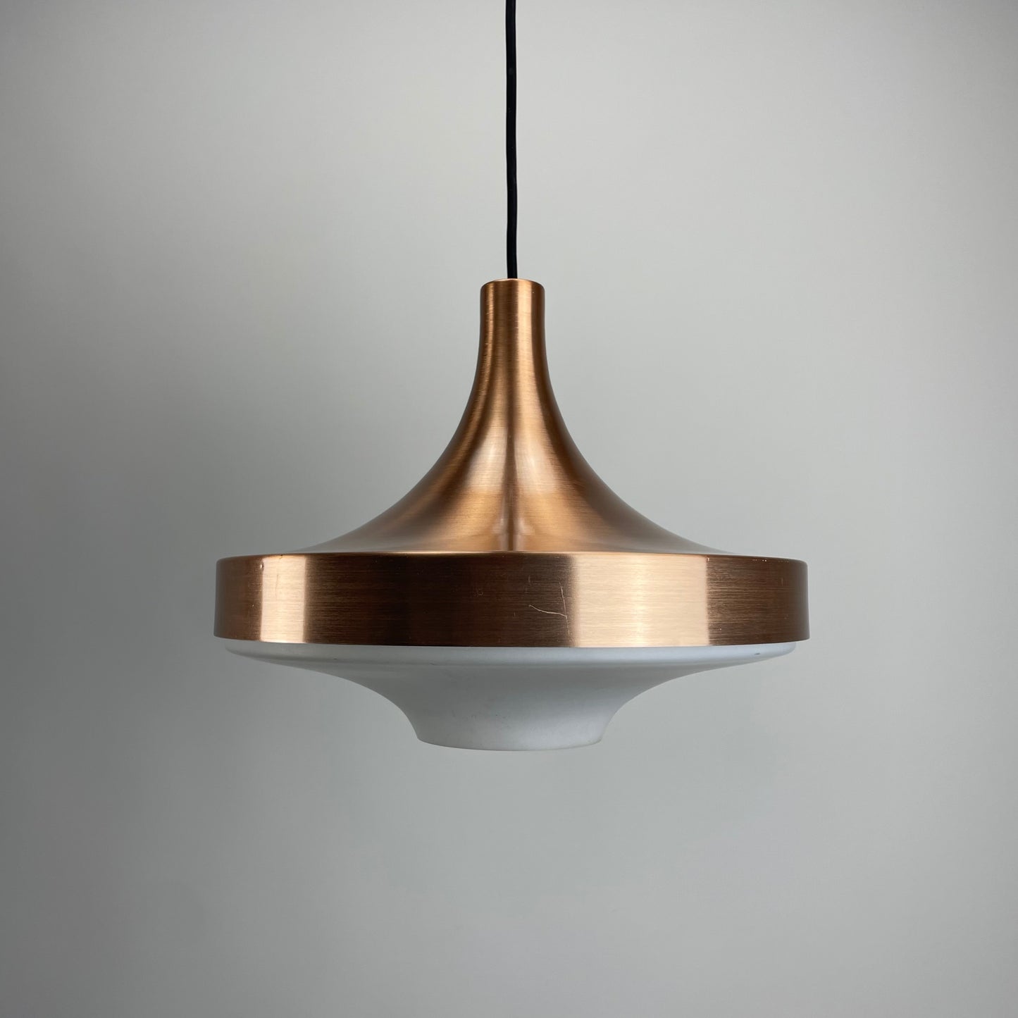 Copper and glass UFO pendant light by Doria Leuchten 1960
