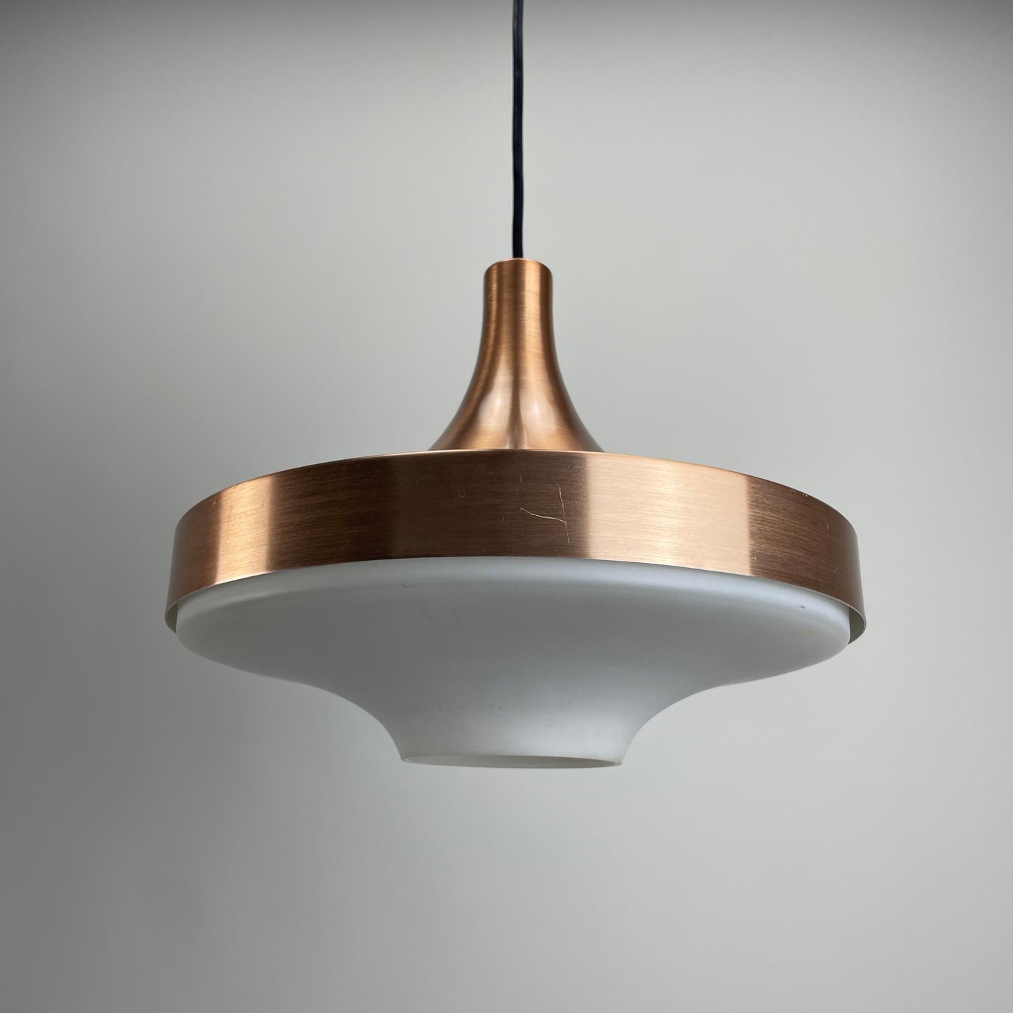 Copper and glass UFO pendant light by Doria Leuchten 1960