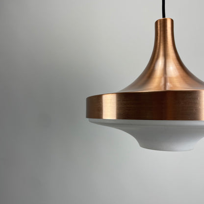 Copper and glass UFO pendant light by Doria Leuchten 1960