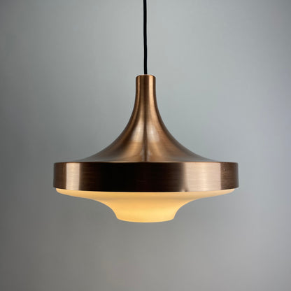 Copper and glass UFO pendant light by Doria Leuchten 1960