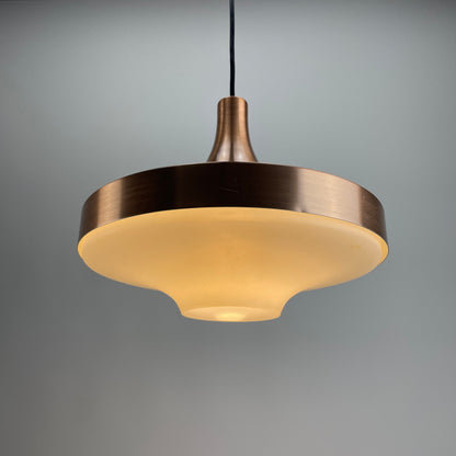 Copper and glass UFO pendant light by Doria Leuchten 1960