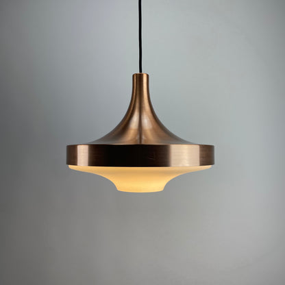 Copper and glass UFO pendant light by Doria Leuchten 1960