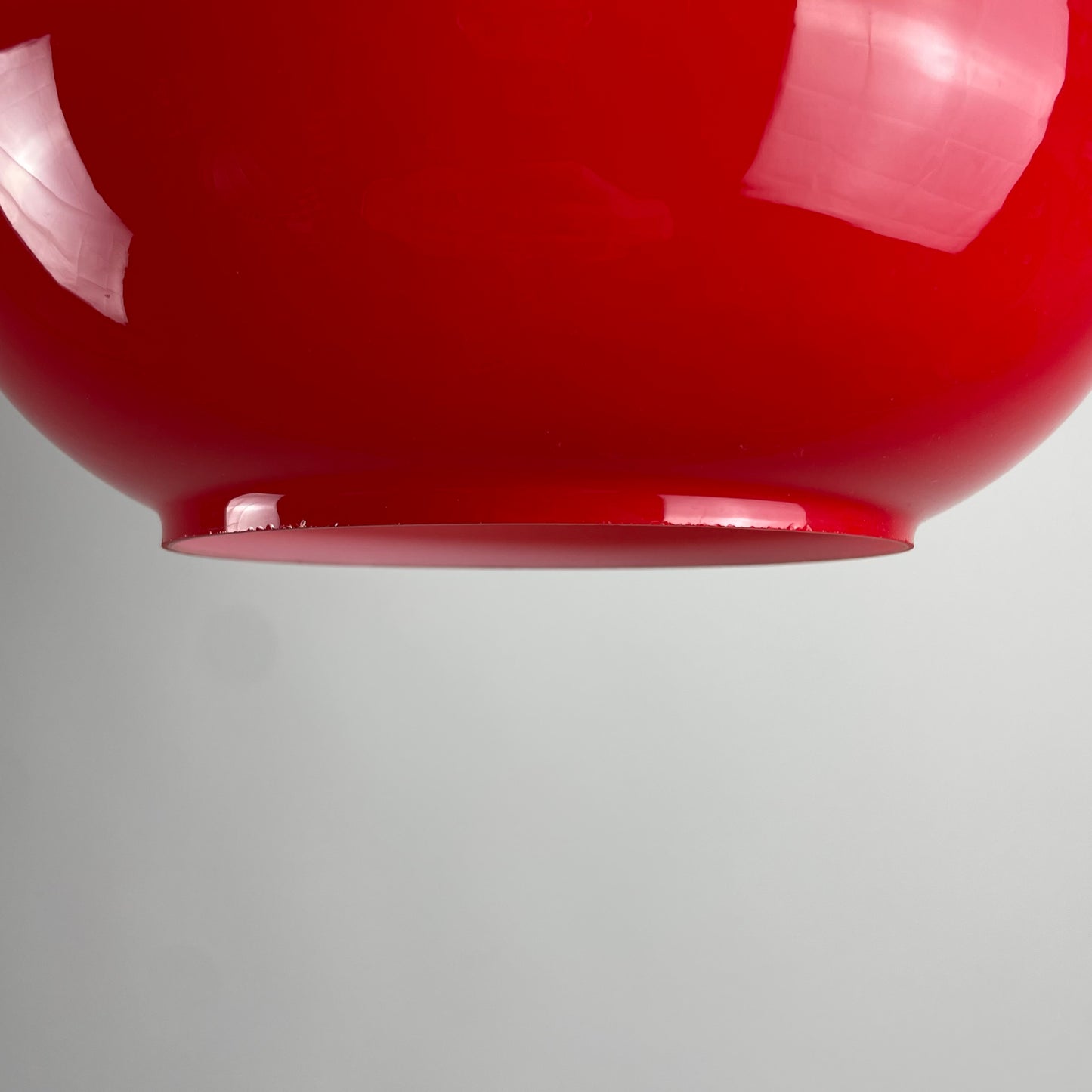 Red opaline glass pendant lamp by Peill and Putzler 1960