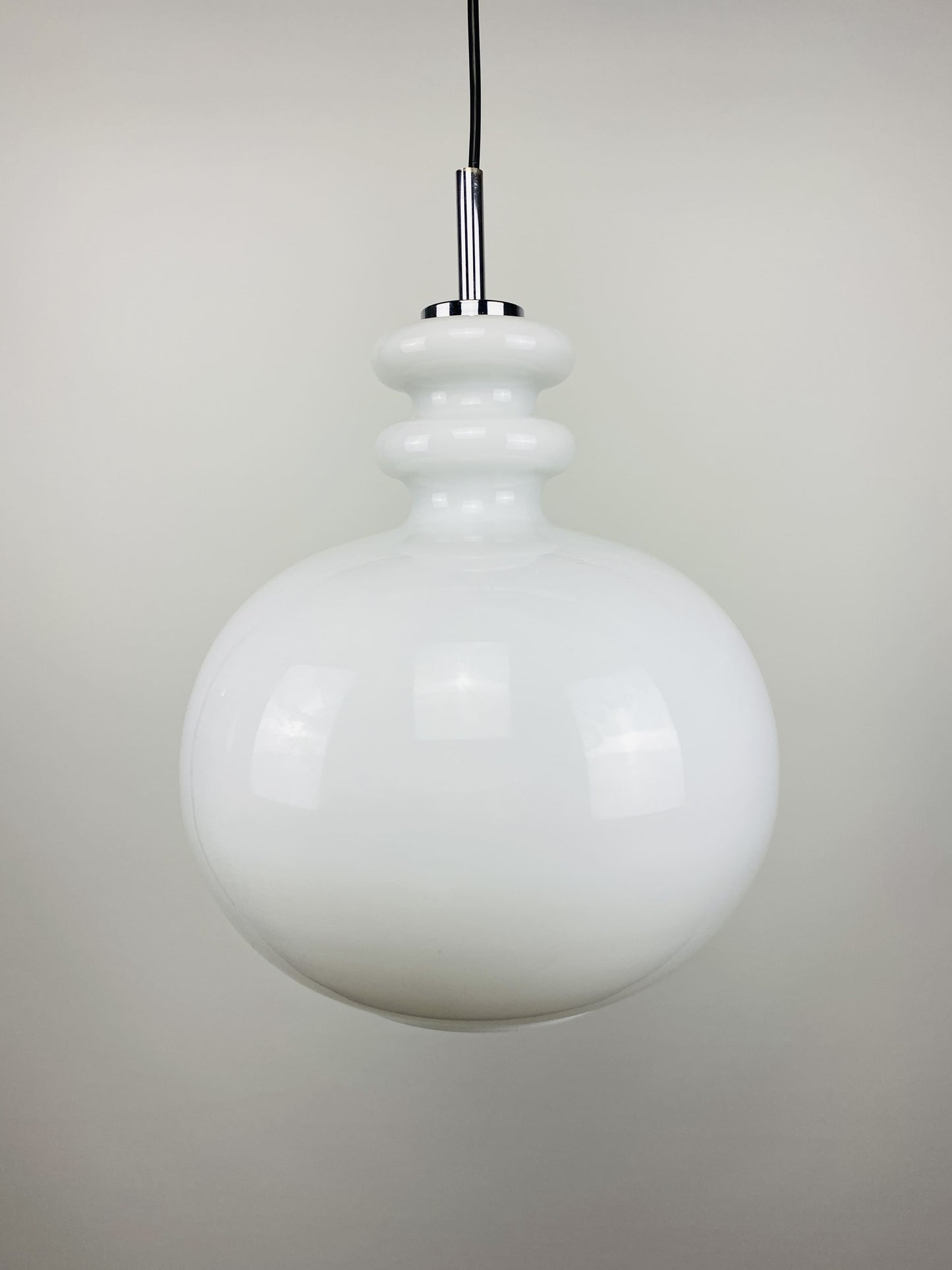 1 of 2 Large white glass pendant light XL by Peill and Putzler