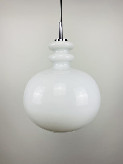 Large white glass pendant light XL by Peill and Putzler