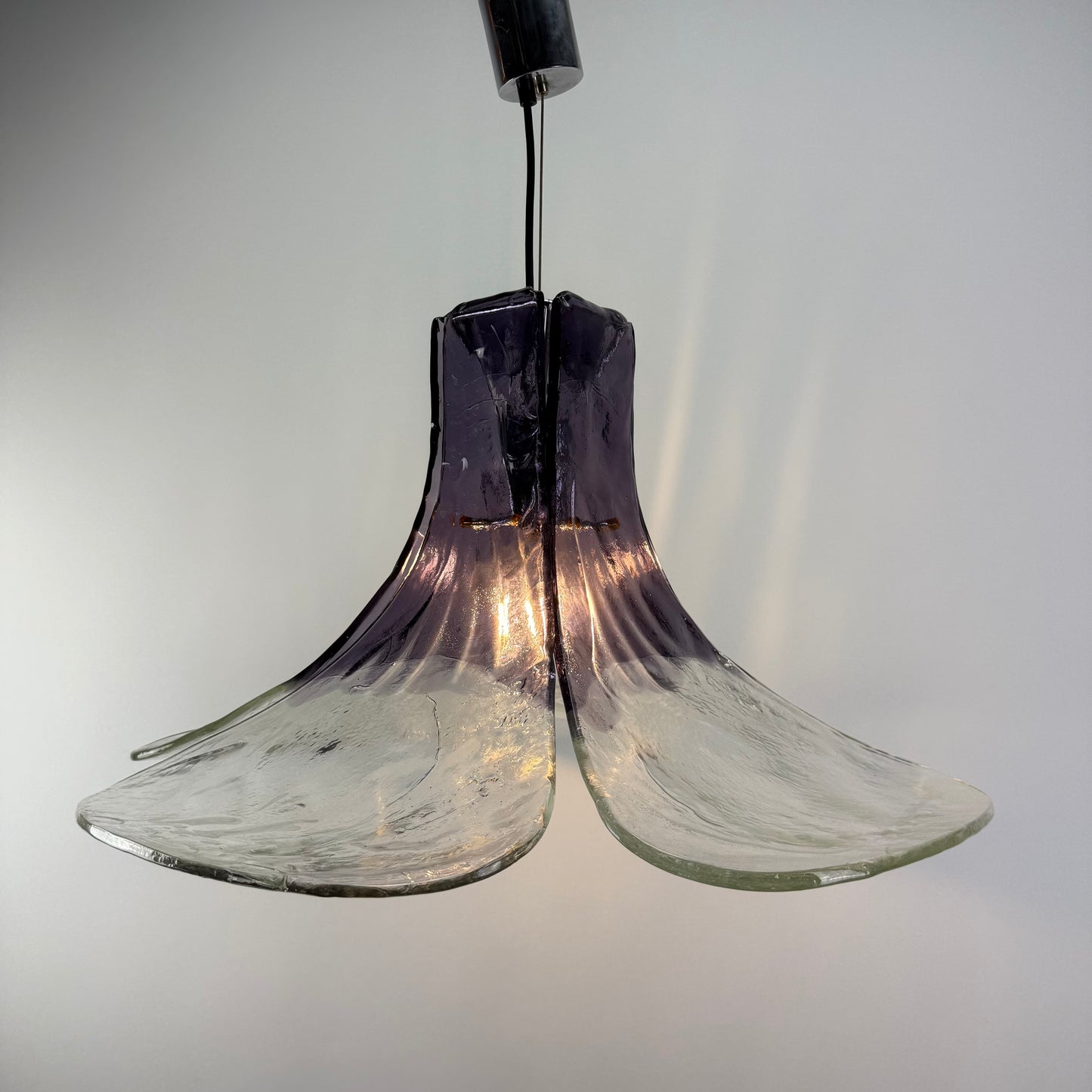 Purple and clear glass pendant lamp by Carlo Nason for Mazzega 1970