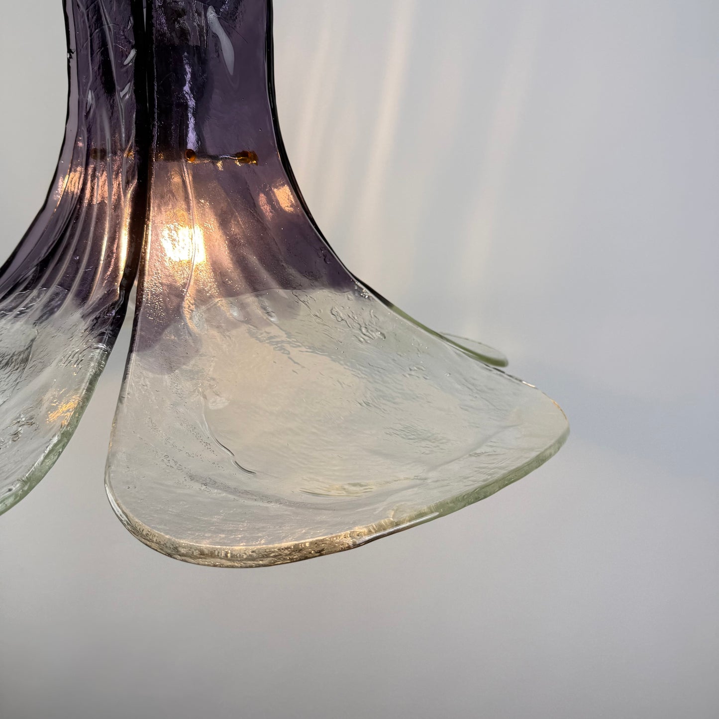 Purple and clear glass pendant lamp by Carlo Nason for Mazzega 1970