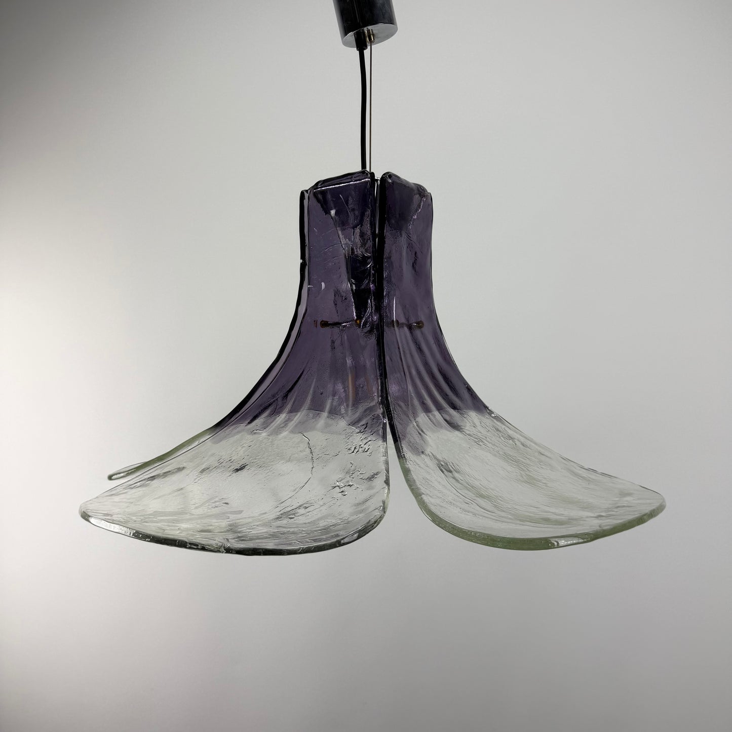 Purple and clear glass pendant lamp by Carlo Nason for Mazzega 1970
