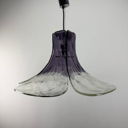 Purple and clear glass pendant lamp by Carlo Nason for Mazzega 1970