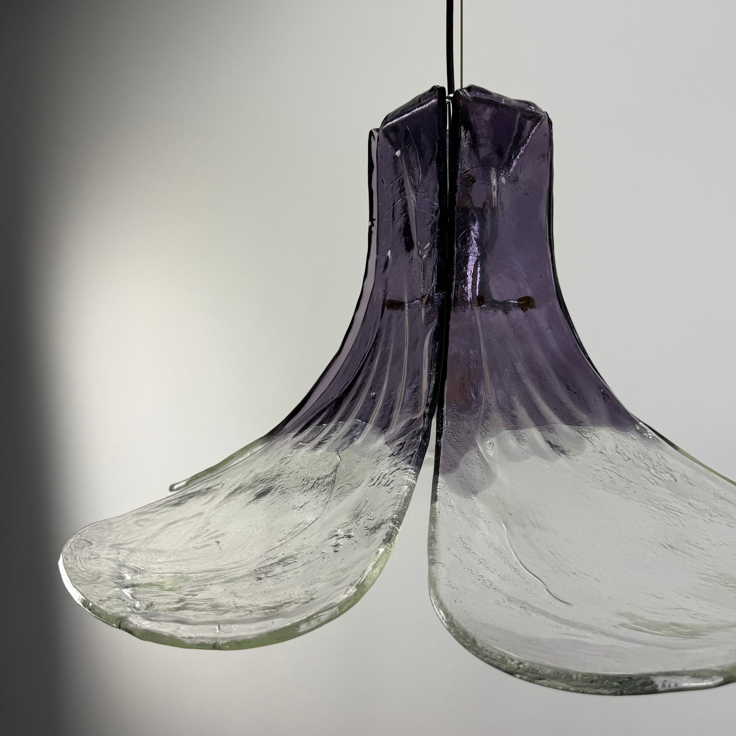 Purple and clear glass pendant lamp by Carlo Nason for Mazzega 1970