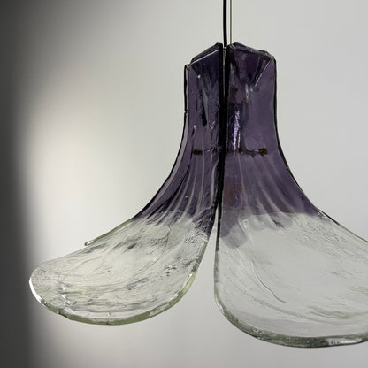 Purple and clear glass pendant lamp by Carlo Nason for Mazzega 1970