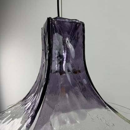 Purple and clear glass pendant lamp by Carlo Nason for Mazzega 1970