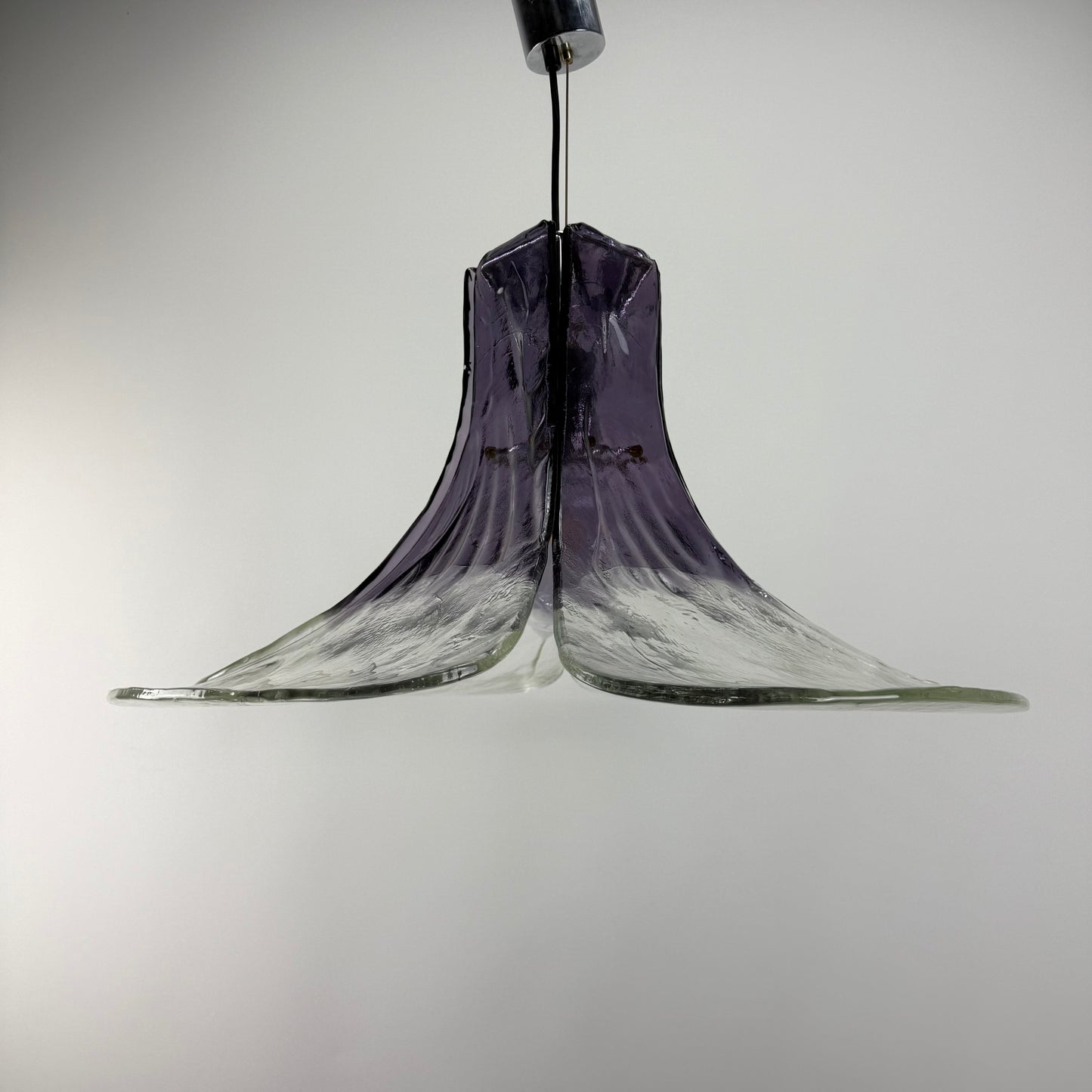 Purple and clear glass pendant lamp by Carlo Nason for Mazzega 1970