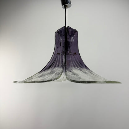 Purple and clear glass pendant lamp by Carlo Nason for Mazzega 1970
