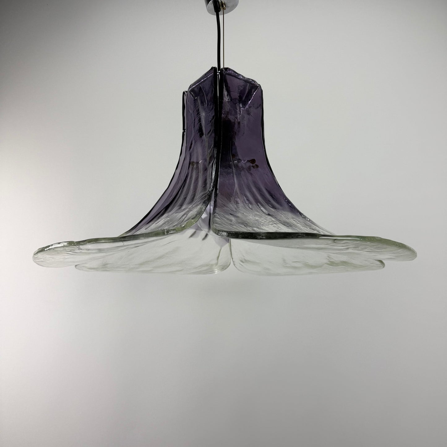 Purple and clear glass pendant lamp by Carlo Nason for Mazzega 1970
