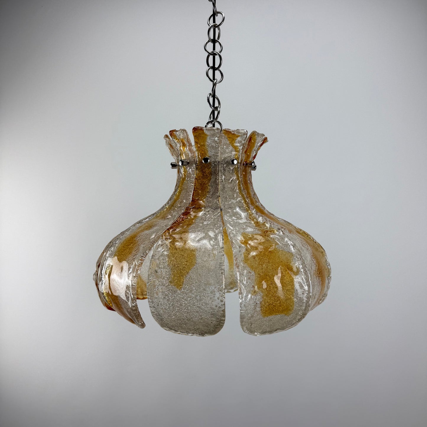 Flower shaped glass pendant lamp by Carlo Nason for Mazzega 1960