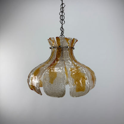 Flower shaped glass pendant lamp by Carlo Nason for Mazzega 1960