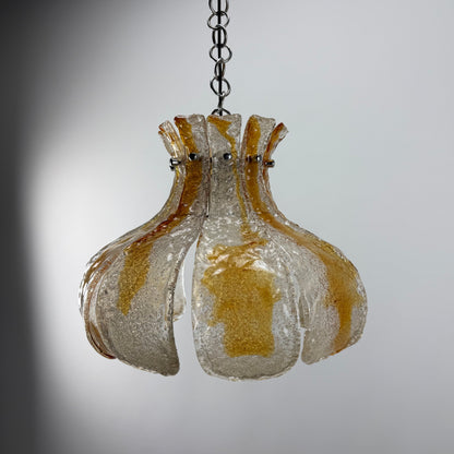 Flower shaped glass pendant lamp by Carlo Nason for Mazzega 1960