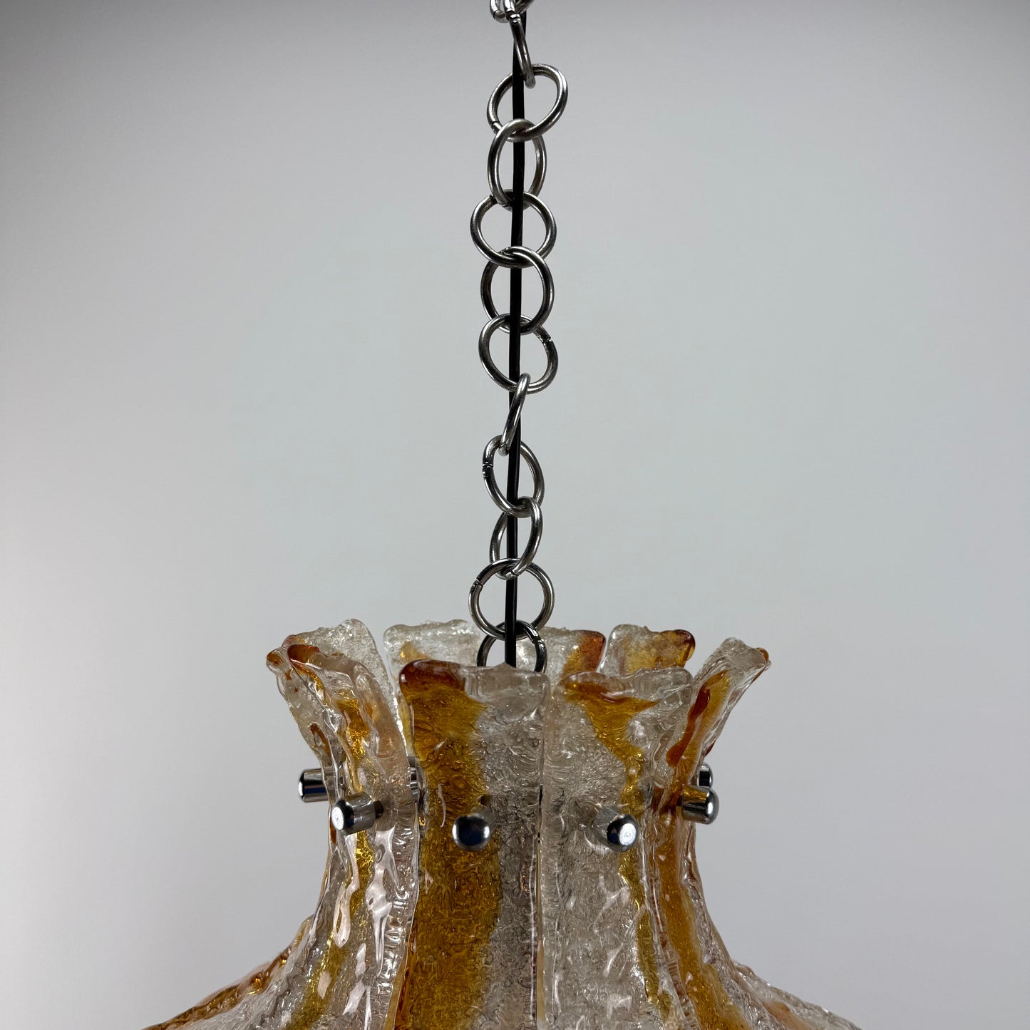 Flower shaped glass pendant lamp by Carlo Nason for Mazzega 1960