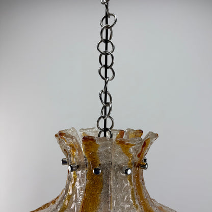 Flower shaped glass pendant lamp by Carlo Nason for Mazzega 1960