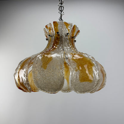 Flower shaped glass pendant lamp by Carlo Nason for Mazzega 1960