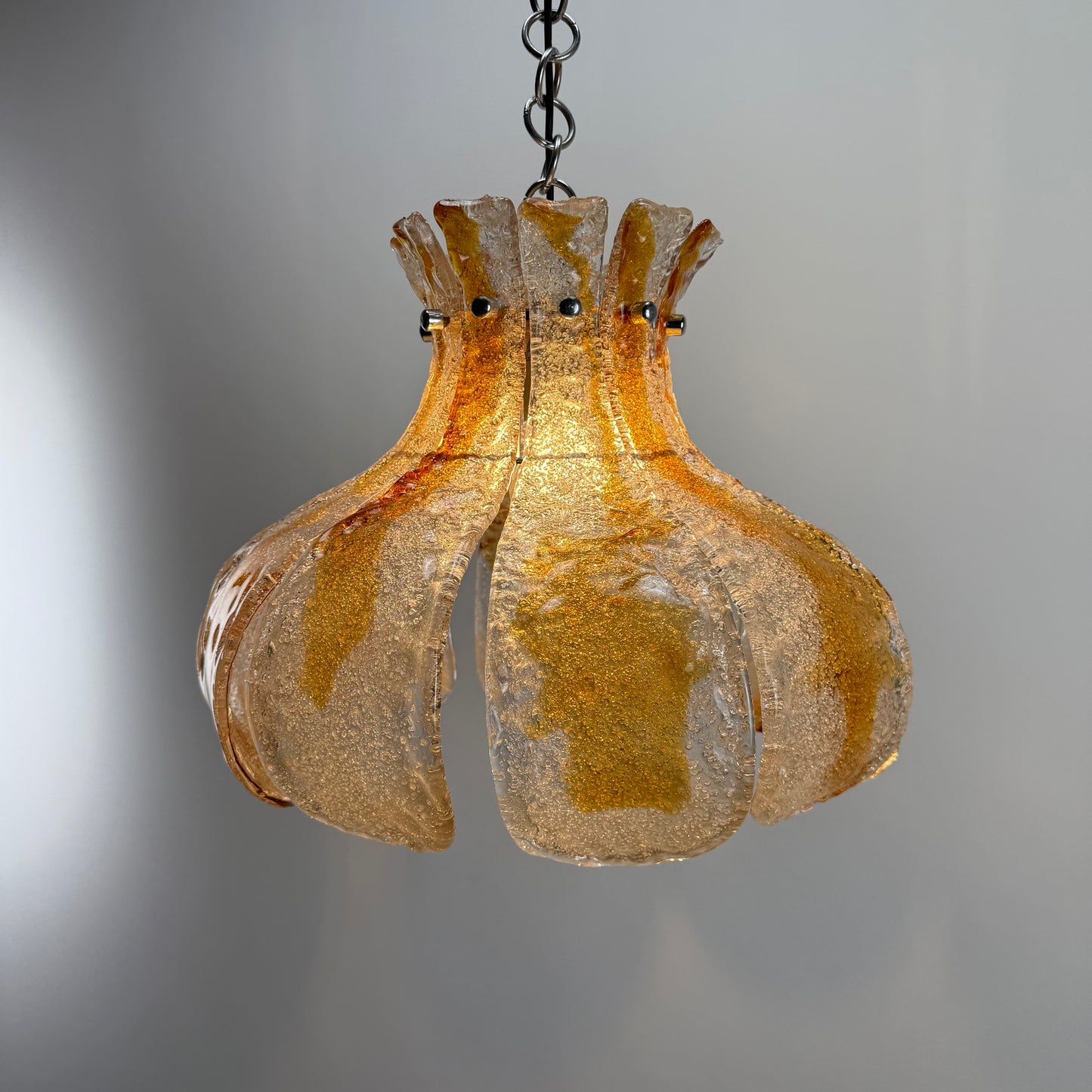 Flower shaped glass pendant lamp by Carlo Nason for Mazzega 1960