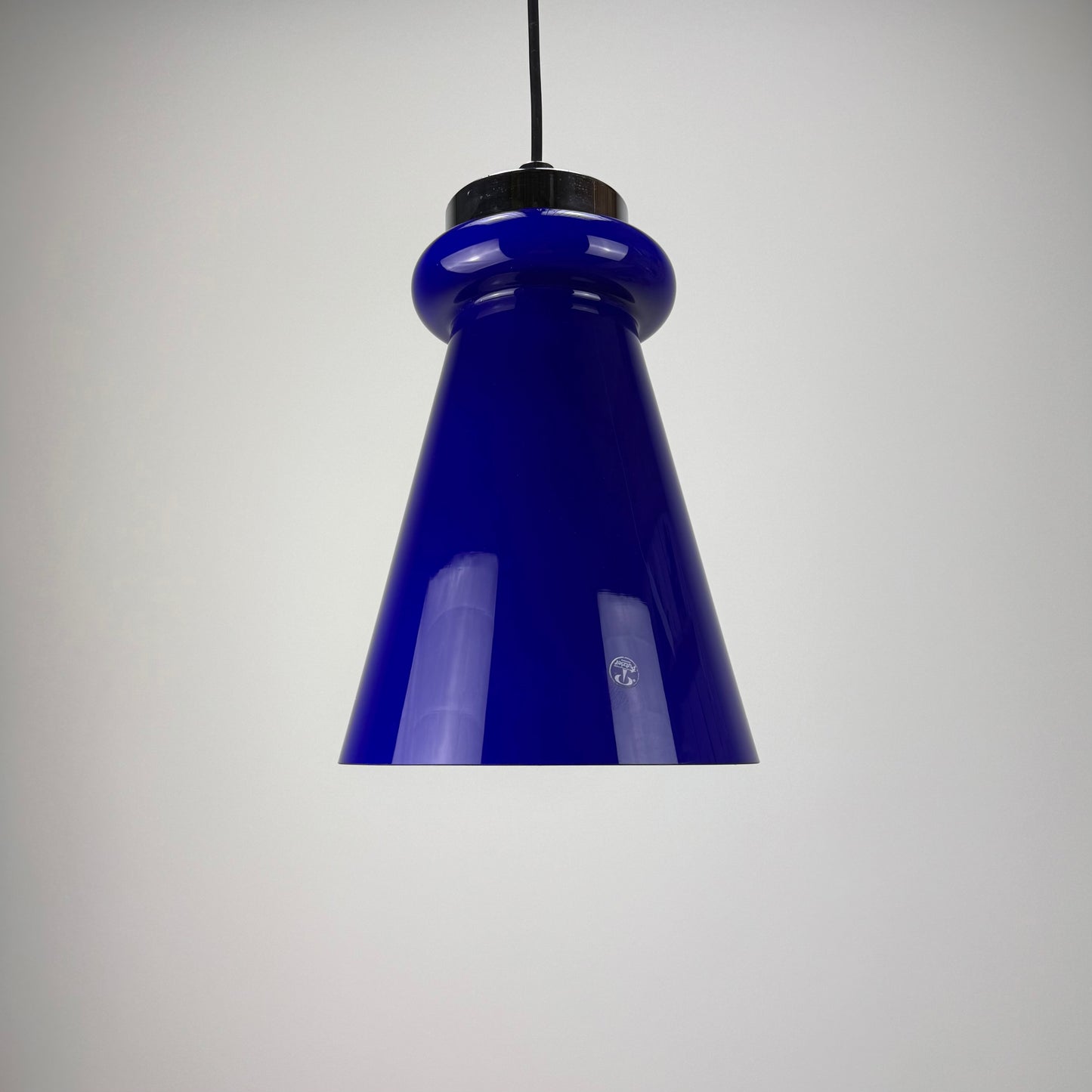 Cobalt blue glass pendant lamp by Peill and Putzler 1970