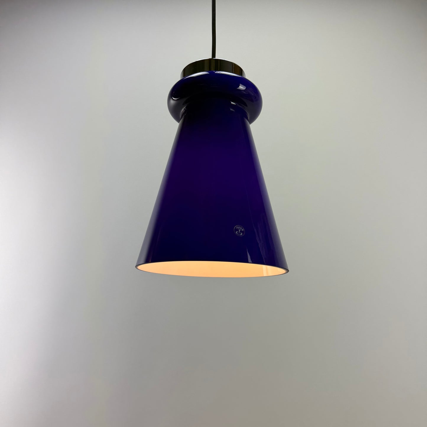 Cobalt blue glass pendant lamp by Peill and Putzler 1970
