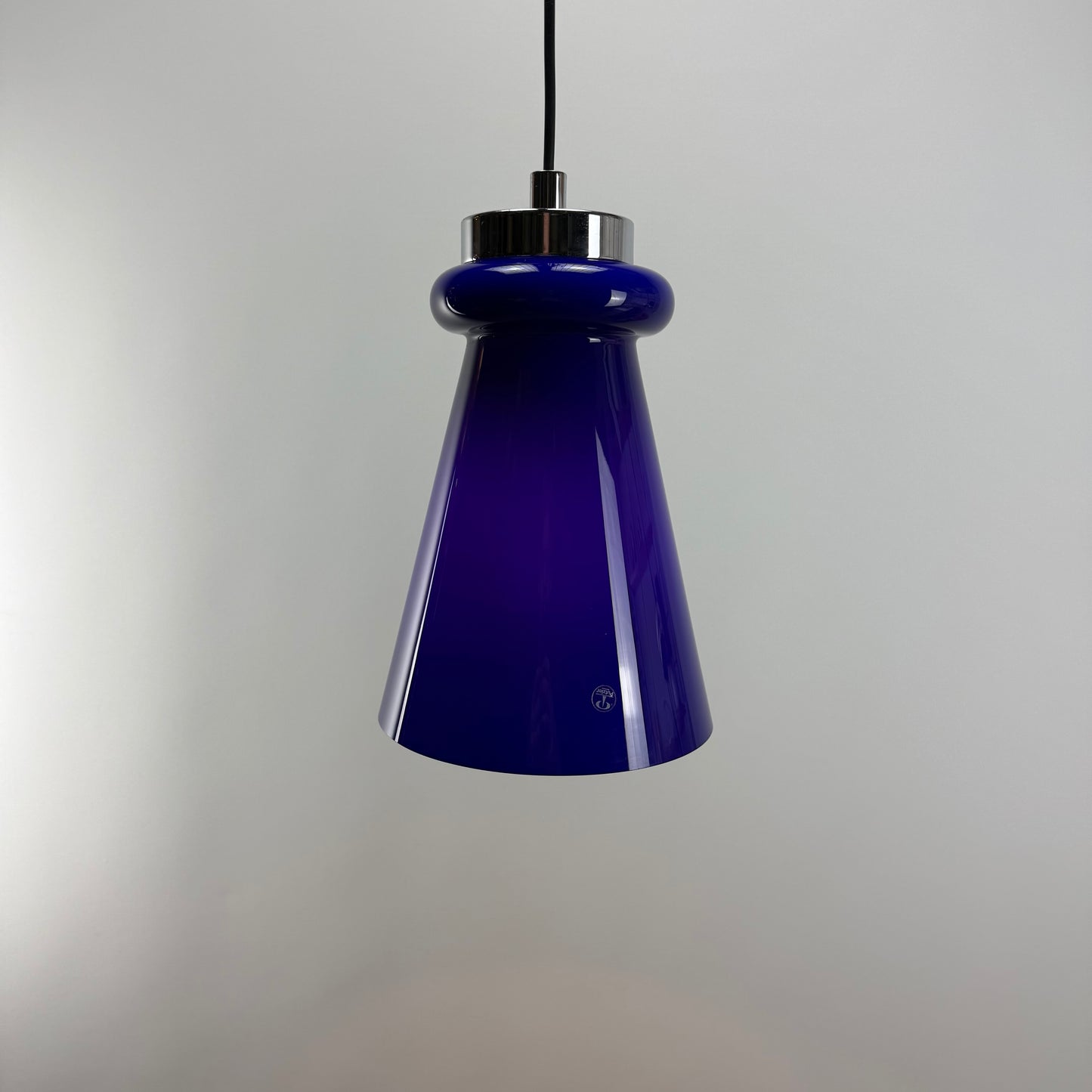 Cobalt blue glass pendant lamp by Peill and Putzler 1970