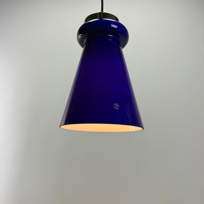 Cobalt blue glass pendant lamp by Peill and Putzler 1970