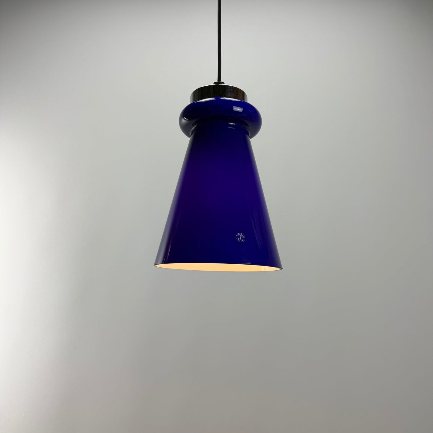 Cobalt blue glass pendant lamp by Peill and Putzler 1970