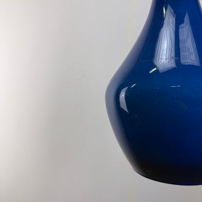 Blue glass droplet shaped pendant lamp by Holmegaard 1960