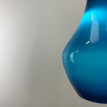 Blue glass droplet shaped pendant lamp by Holmegaard 1960