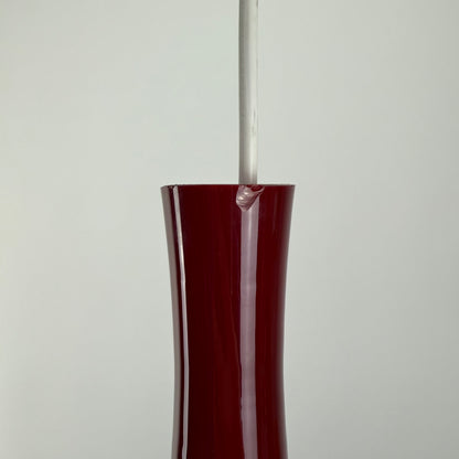 Red glass pendant lamp by Jacob Bang for Fog & Mørup 1960