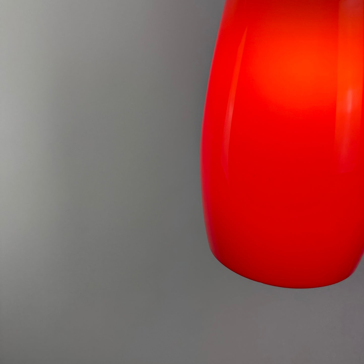 Red glass pendant lamp by Jacob Bang for Fog & Mørup 1960