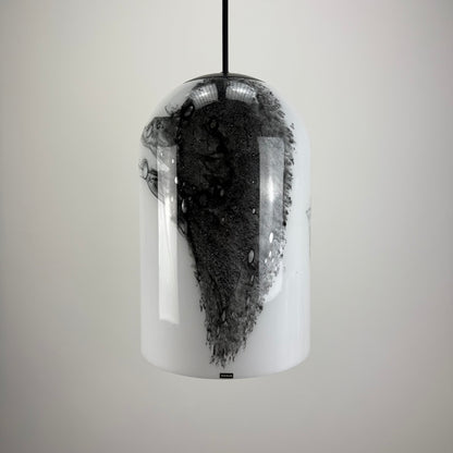 Large dome shaped glass pendant lamp by Doria Leuchten 1960