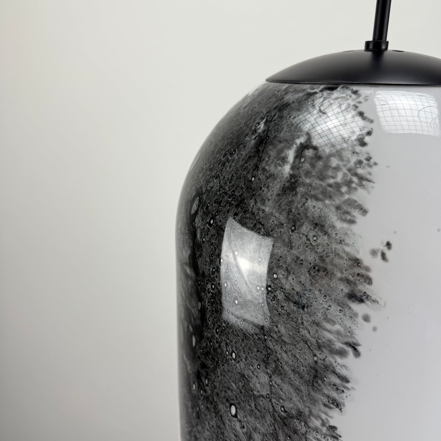 Large dome shaped glass pendant lamp by Doria Leuchten 1960