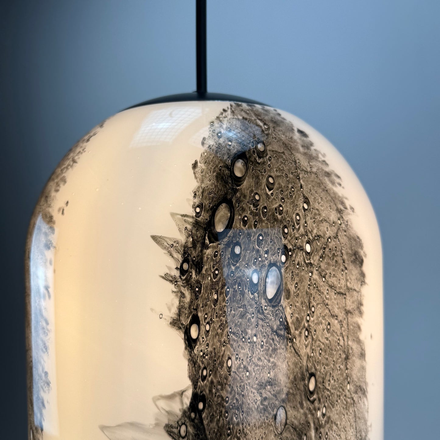 Large dome shaped glass pendant lamp by Doria Leuchten 1960