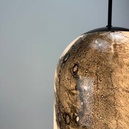 Large dome shaped glass pendant lamp by Doria Leuchten 1960