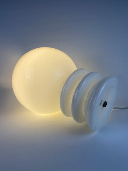 White glass murano glass Bulb table lamp 1970