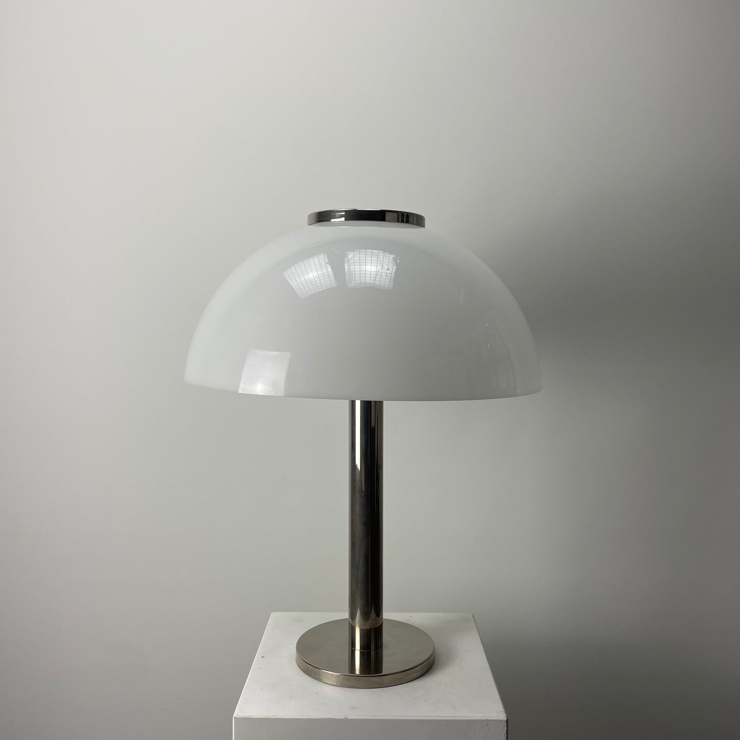 Chrome and plexiglass dome table or desklight by Beisl Leuchten 1970